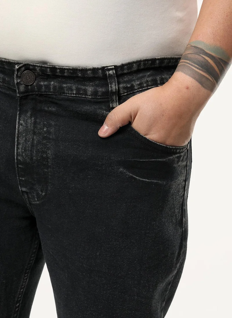 Urbano Fashion  Urbano Plus Men's Black Bootcut Fit Mid Rise Acid Wash Jeans Stretchable for Men | Best Price UAE